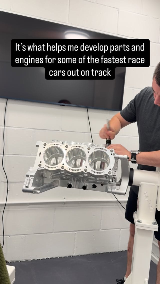 Instagram post by @motorsport_engineering for Bambu Lab. Caption reads: The @bambulab_official 3D printers are a critical....