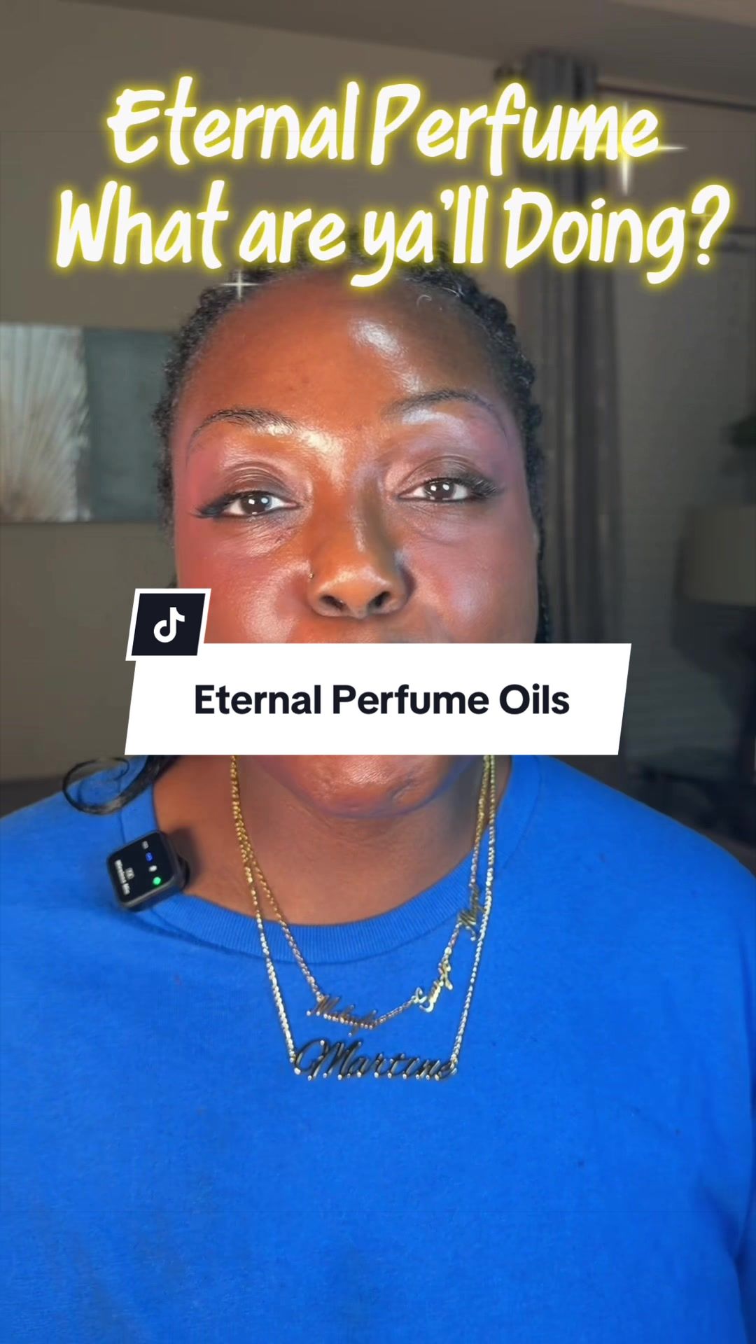 TikTok post by @mari_beelieve for Eternal Perfume Oils. Caption reads: Eternal Perfume Oils deliver long-lasting,....
