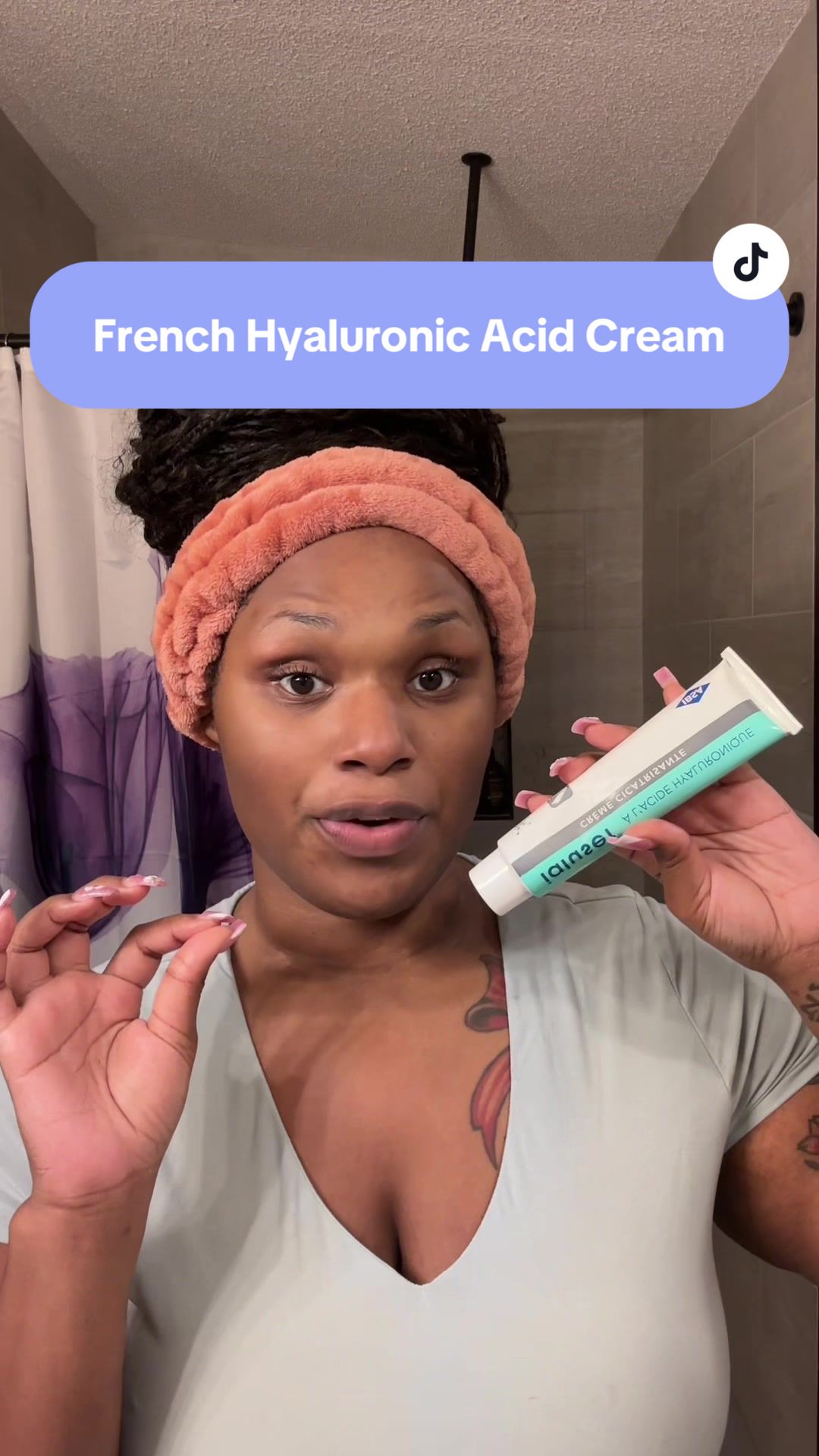 TikTok post by @reyahthelastdragon for FrenchPharmacy. Caption reads: [...] hydration and a smoother look 💧....