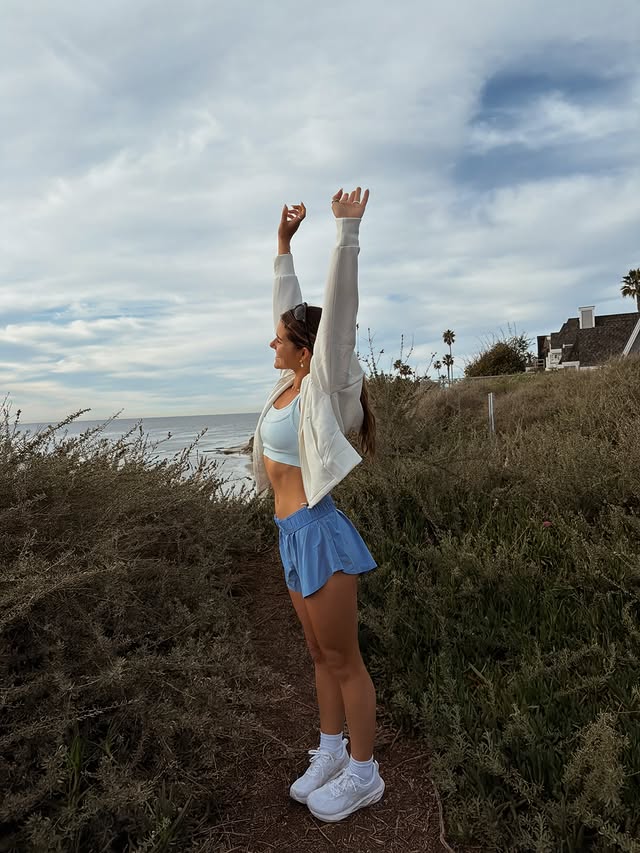 Instagram post by @abi.cado for Beyond Yoga. Caption reads: [...] that joy counts as wellness too @beyondyoga....