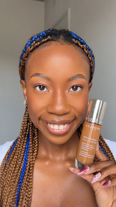 Instagram post by @ntakadzeni___ for Clarins. Caption reads: [...] shade match 🤌🏾✨ Shade 118.5N in the....
