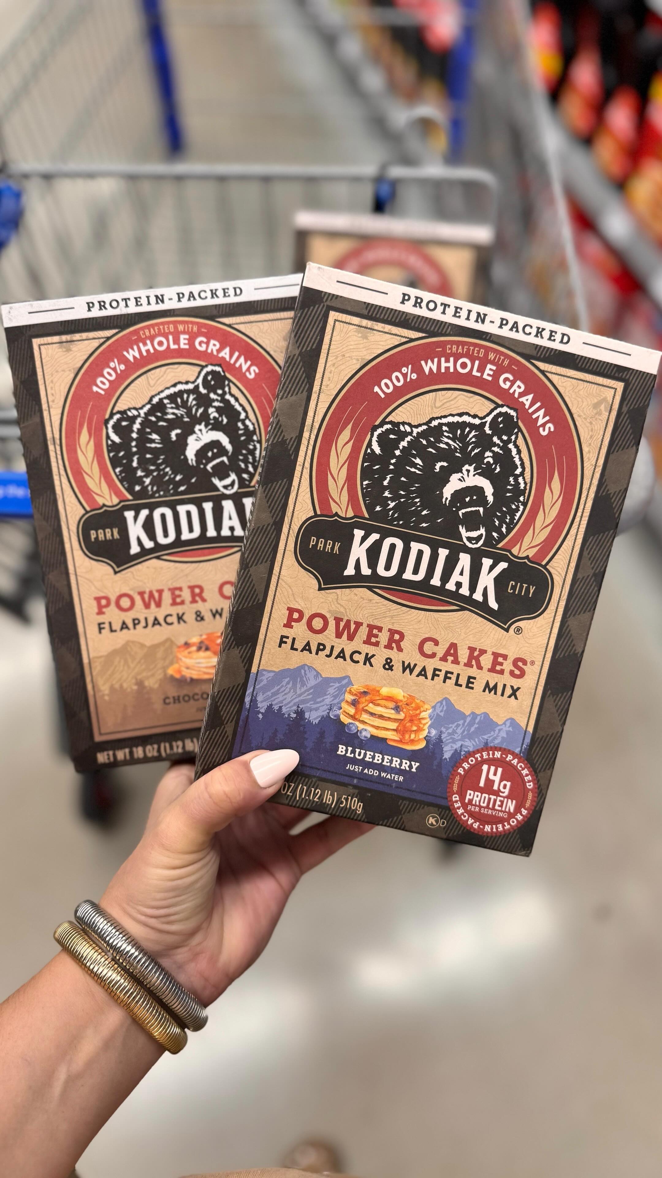 Instagram post by @walmartfavs for Kodiak Cakes. Caption reads: 🐻 Breakfast goals, unlocked 🥞✨ I’ve been loving....
