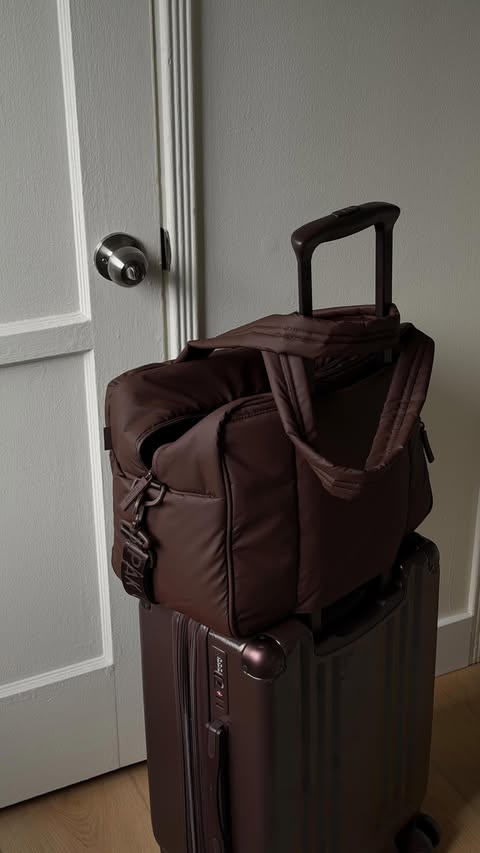 Instagram post by @michelleinfusino for CALPAK. Caption reads: [...] from someone always on the go ft. my @calpak....