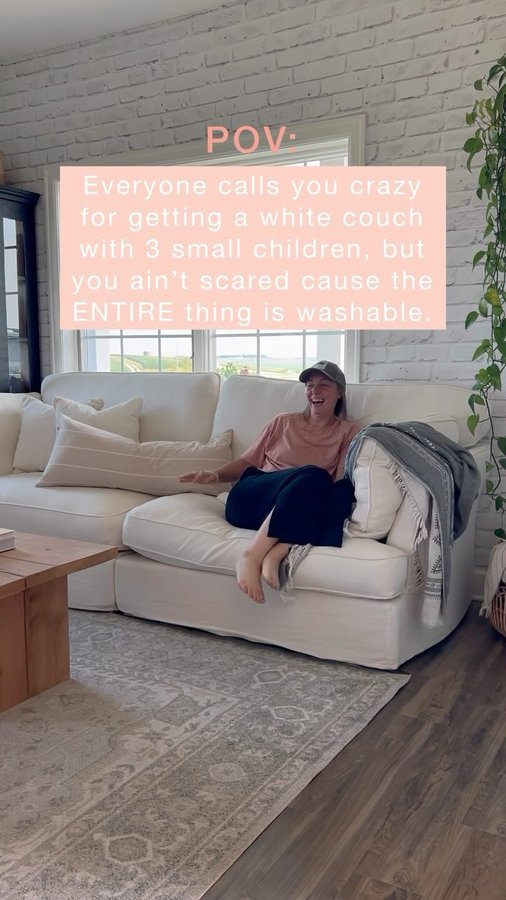 Instagram post by @calling_allcreators for 25home. Caption reads: ENTIRE thing, washable 🤩 spot cleans amazing as....
