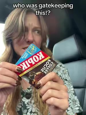 TikTok post by @lisztohunni for Kopiko USA. Caption reads: coffee candy is taking over my morning routine....