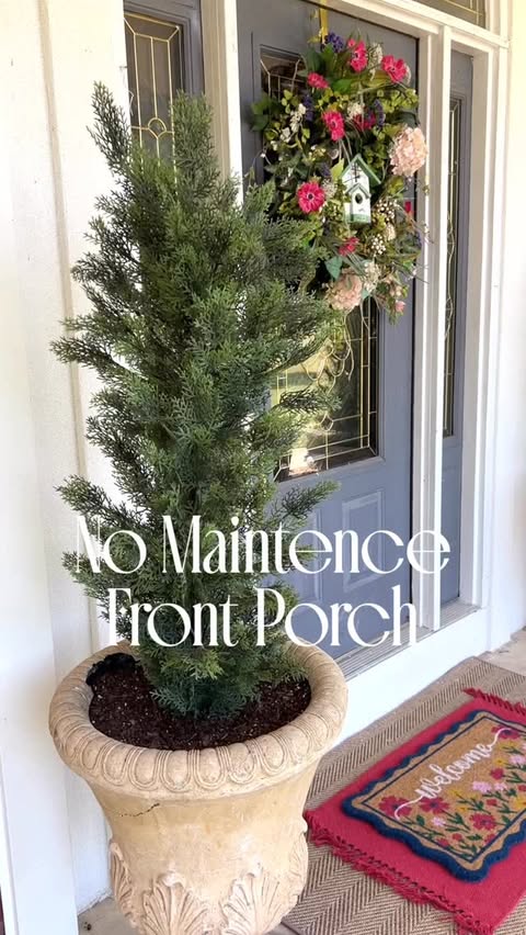 Instagram post by @lifeonbrushycreek for Nearly Natural. Caption reads: [...] This 4’ Cedar Tree from @nearlynaturalfloral....