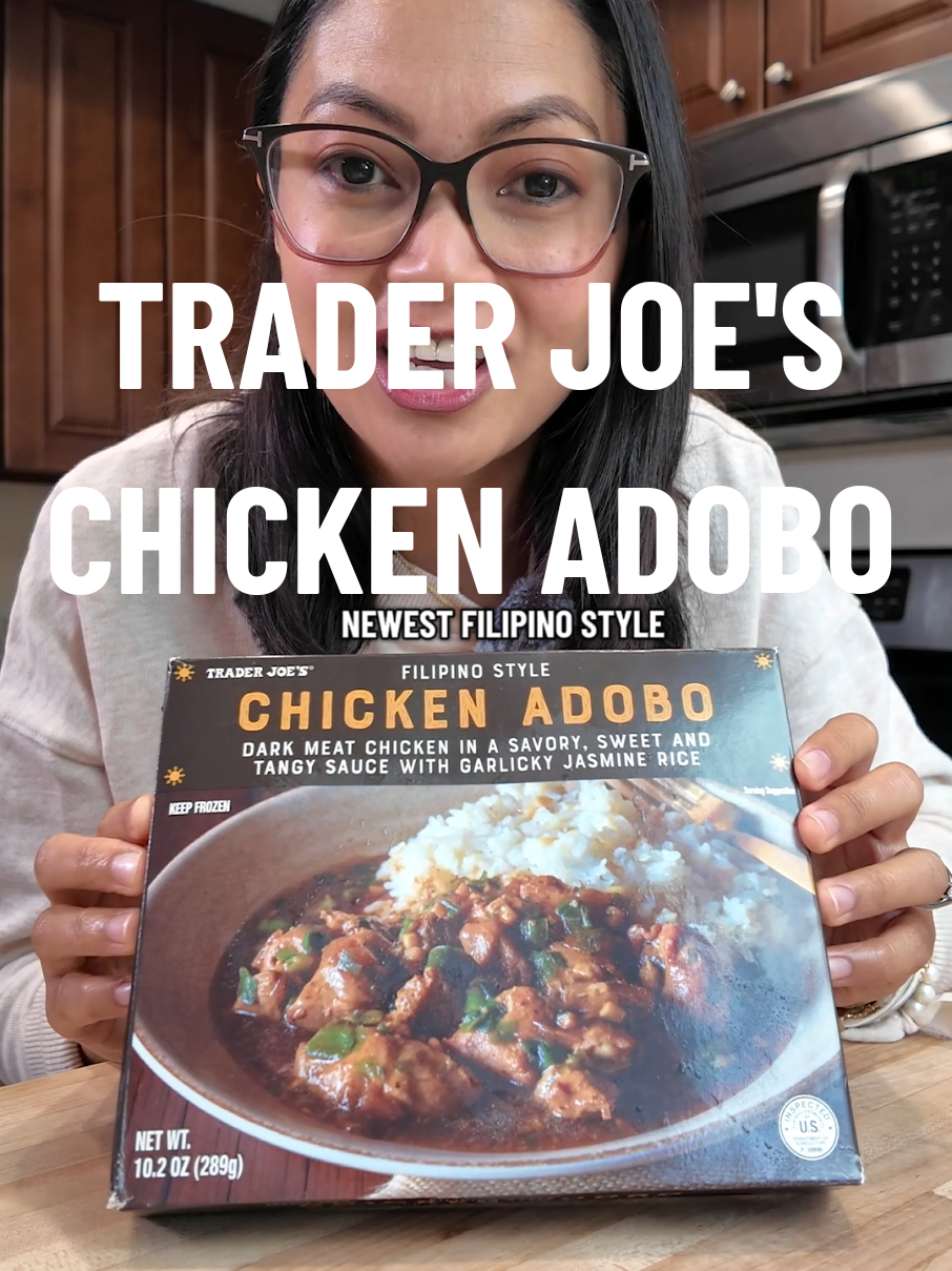 TikTok post by @hungrycakes2x for Trader Joe's. Caption reads: Trying the NEW @Trader Joe's   Filipino-Style....
