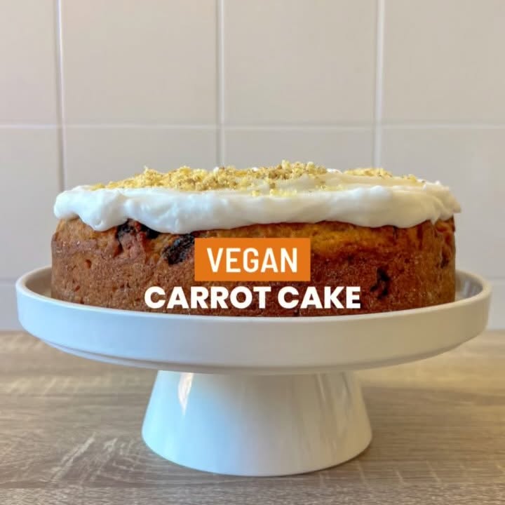 Instagram post by @krystaparamithi for Violife Foods. Caption reads: #Ad ✨Vegan carrot cake με πλούσιο....