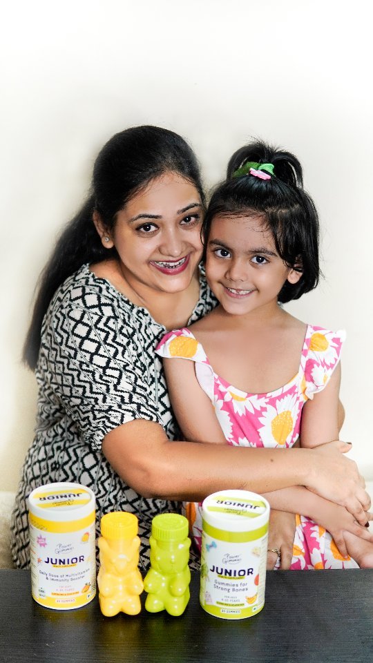 Instagram post by @preeti.kashyap_official for Power Gummies. Caption reads: Show your kids that nutrition can be fun with....