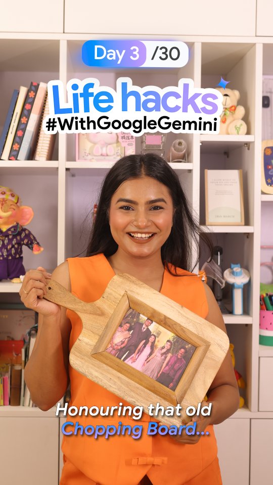 Instagram post by @crafter_aditi for Google India. Caption reads: Reuse your old household items to create ✨ new....