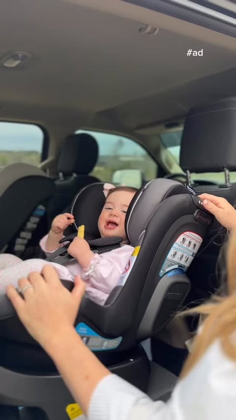 Instagram post by @kayleebrookeburks for Evenflo. Caption reads: [...] get our new car seat details! Thanks to....