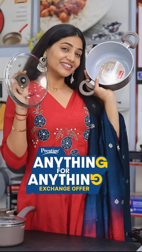 Instagram post by @anshithaanji_official for TTK Prestige. Caption reads: [...] Xclusive store. Up to 60% off too....