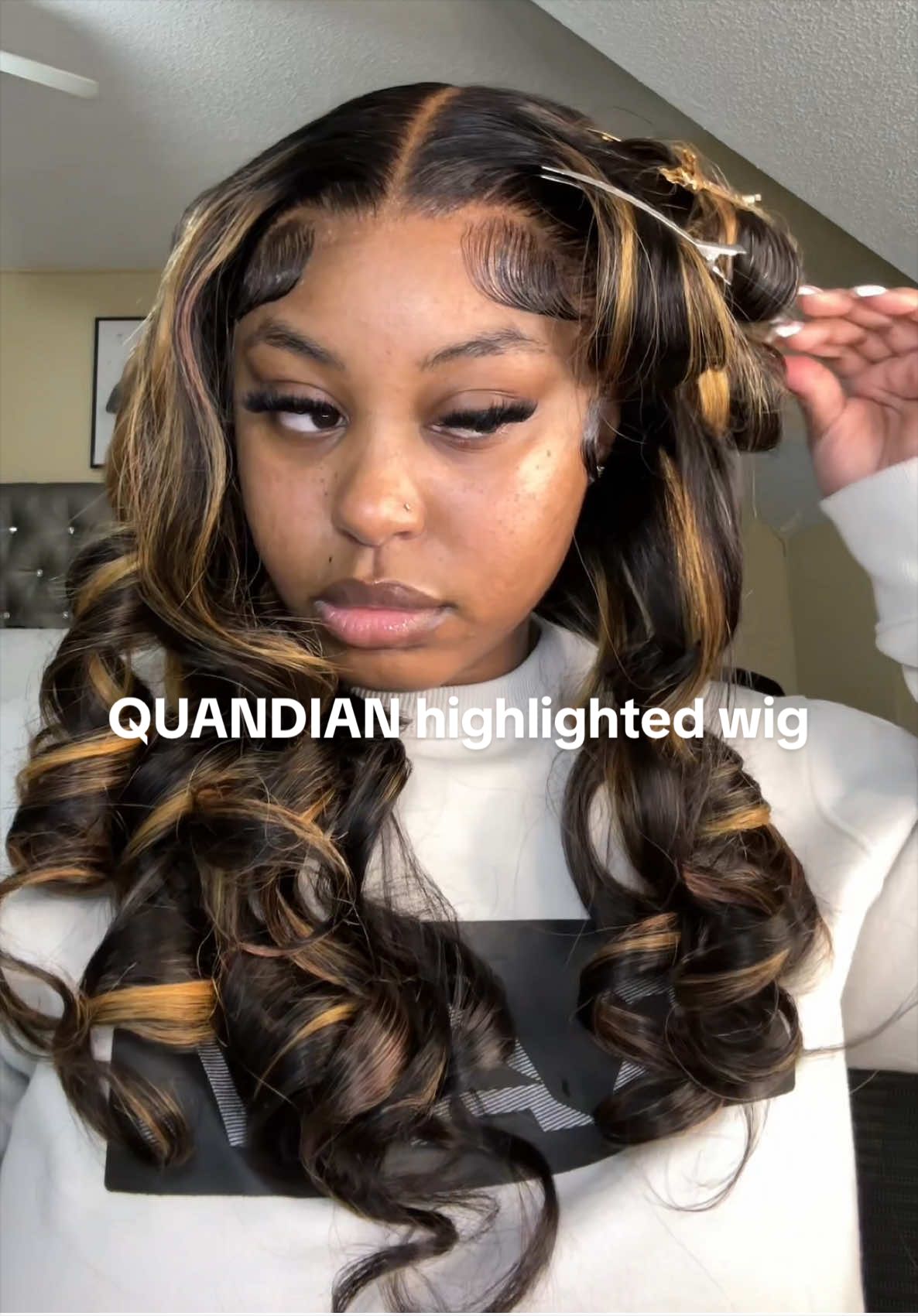 TikTok post by @_maayyaahh for Quandian Hair. Caption reads: Hair, Length & lace eatsss!@QUANDIAN Hair....