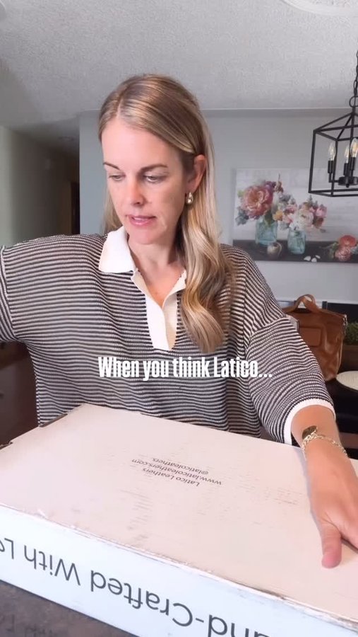 Instagram post by @carlyhundt for Latico Leathers. Caption reads: When you think of @laticoleathers, think timeless....