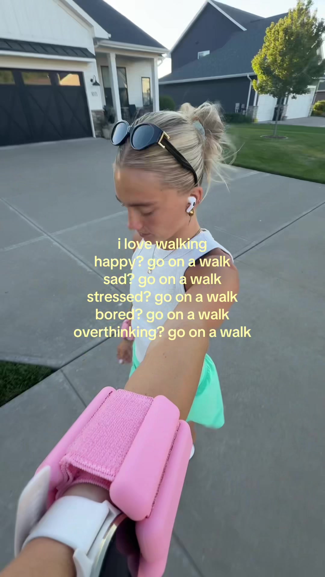 TikTok post by @peyton.koch for Bala. Caption reads: with @bala bangles ofc 🙂‍↕️💗🚶🏼‍♀️ give me 70°....