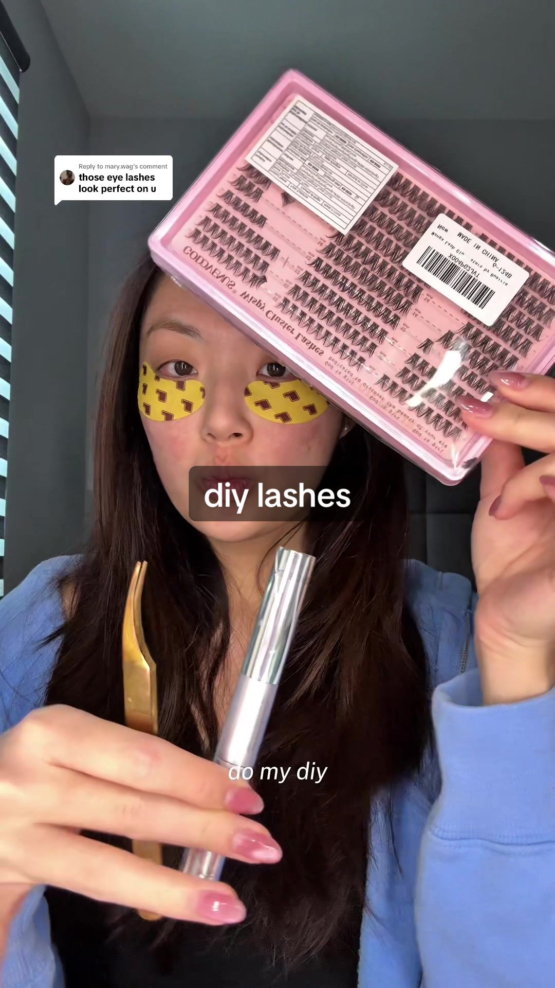 TikTok post by @banannabub for Lilac St. Caption reads: [...] lashes rn! diy lash extension tutorial....