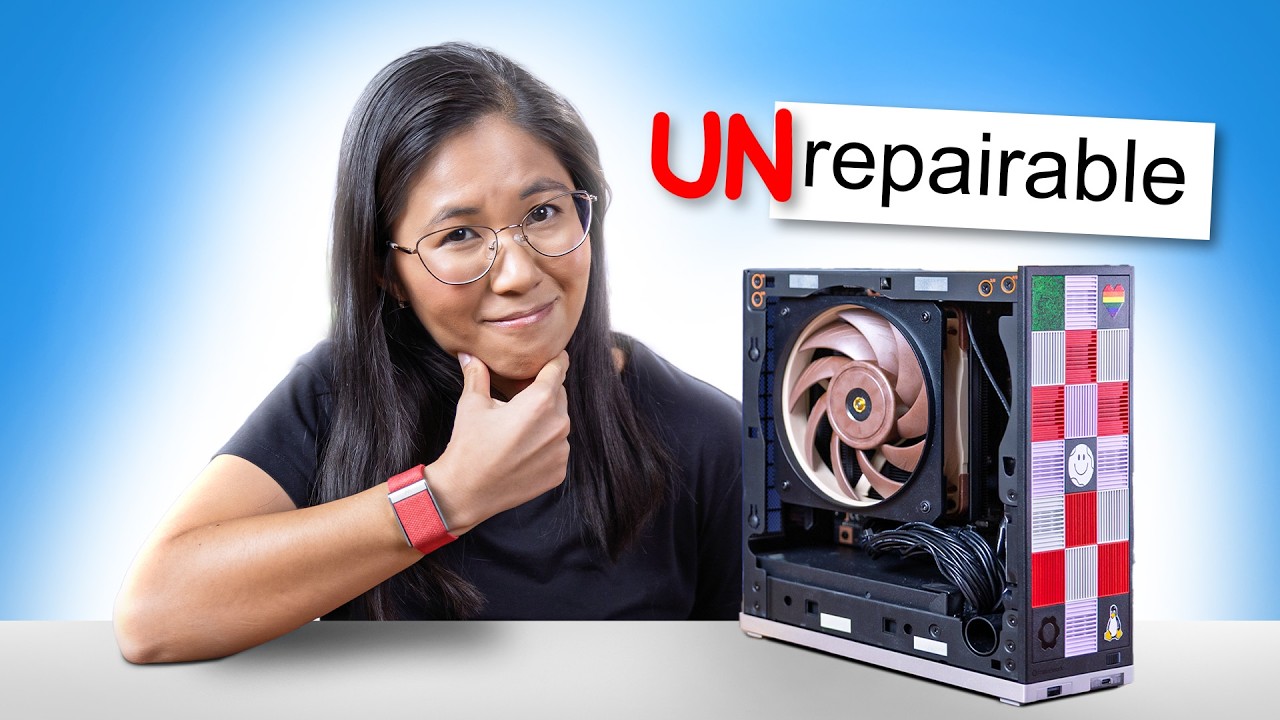 YouTube post by @SwitchandClickOfficial for Lasfit. Caption reads: The Framework Desktop Is Just Weird..