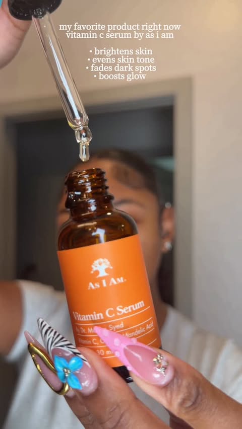 Instagram post by @stuckupken for As I Am. Caption reads: This Vitamin C serum from @asiamnaturally has my....