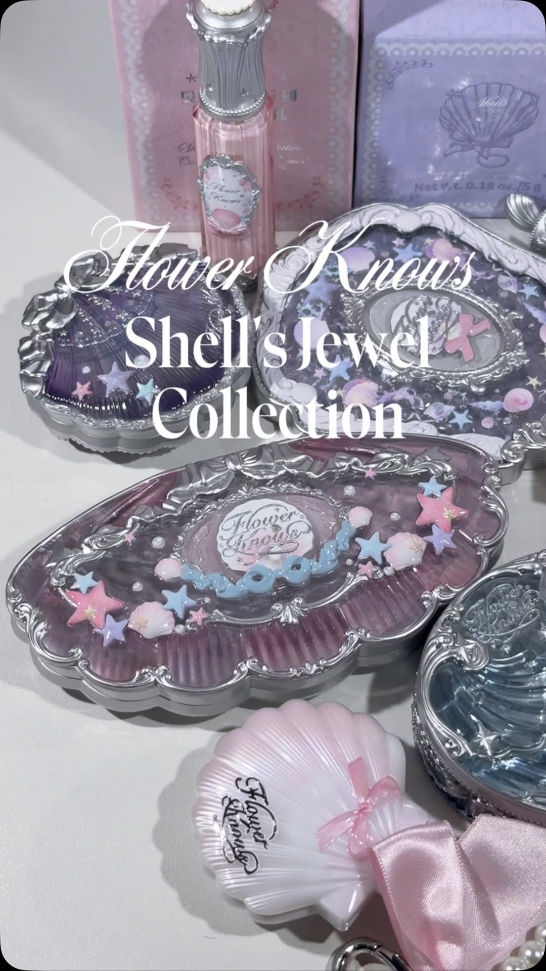 Instagram post by @kizha.nicolee for Flower Knows. Caption reads: Flower Knows Shell’s Jewel Collection🐚🫧 [...].