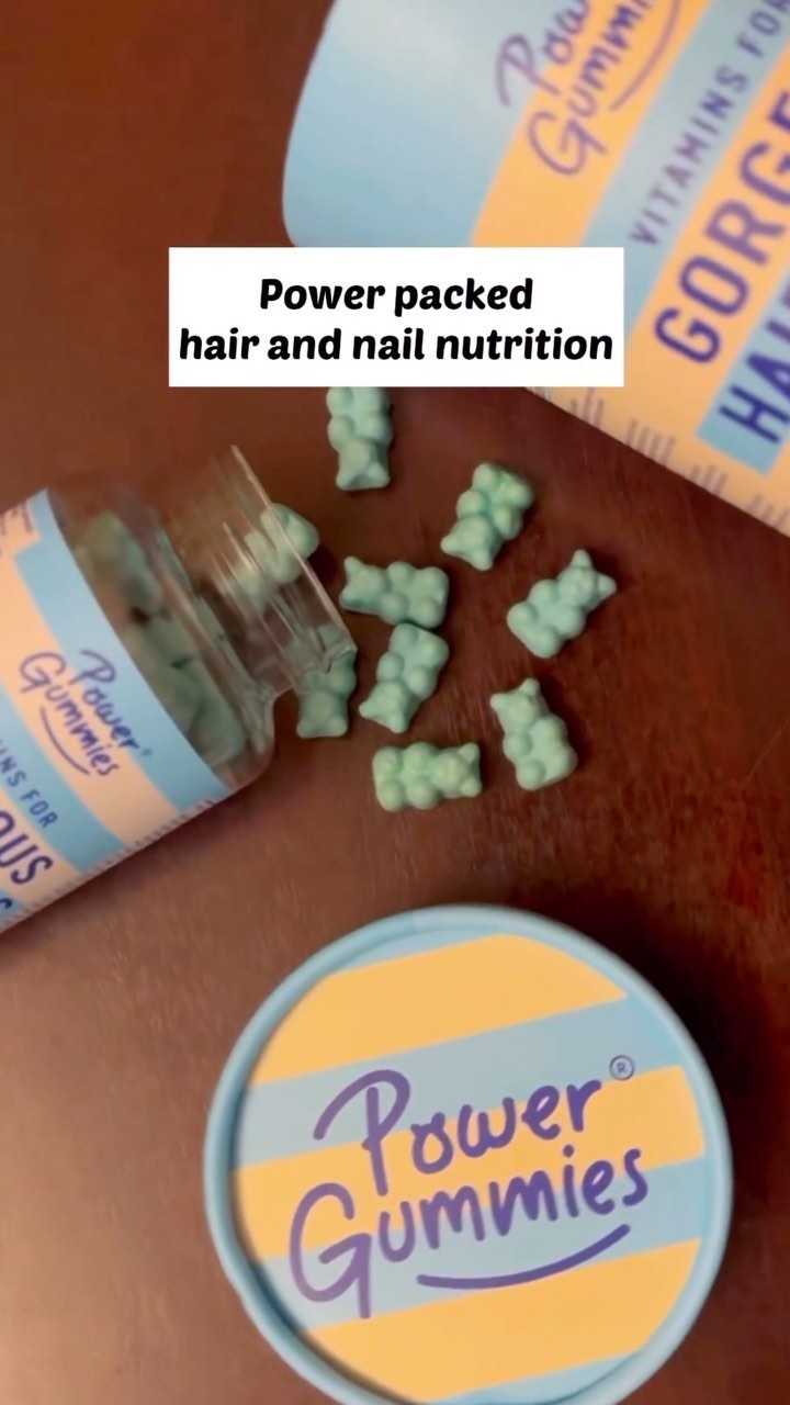 Instagram post by @makeupbymariameer for Power Gummies. Caption reads: Gorgeous Hair and Nails Gummies by....
