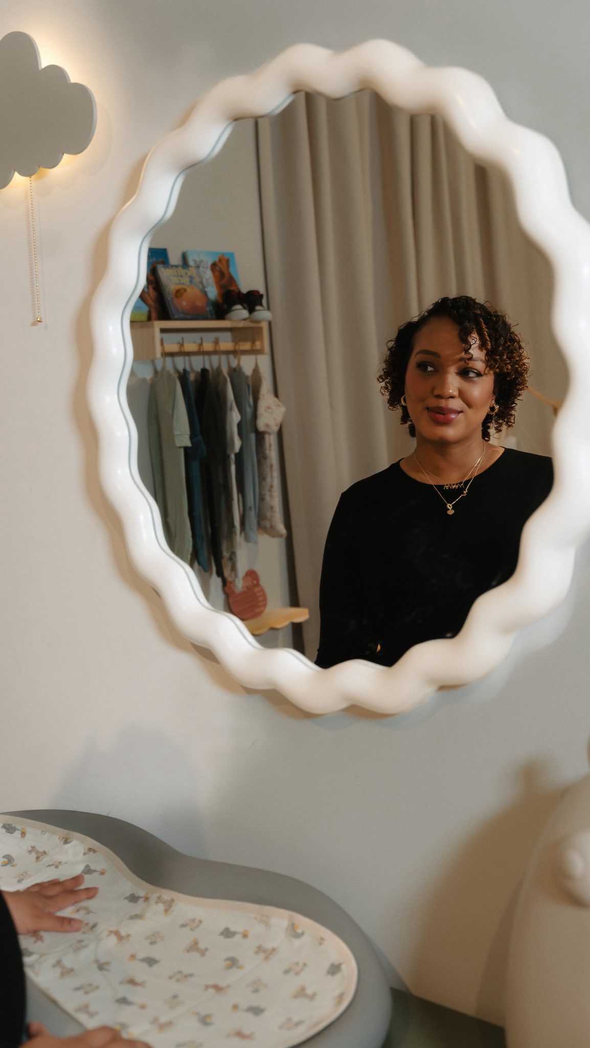 Instagram post by @diamoniquevalentine_ for Delta Children. Caption reads: Well, we got the nursery done in time y’all.....