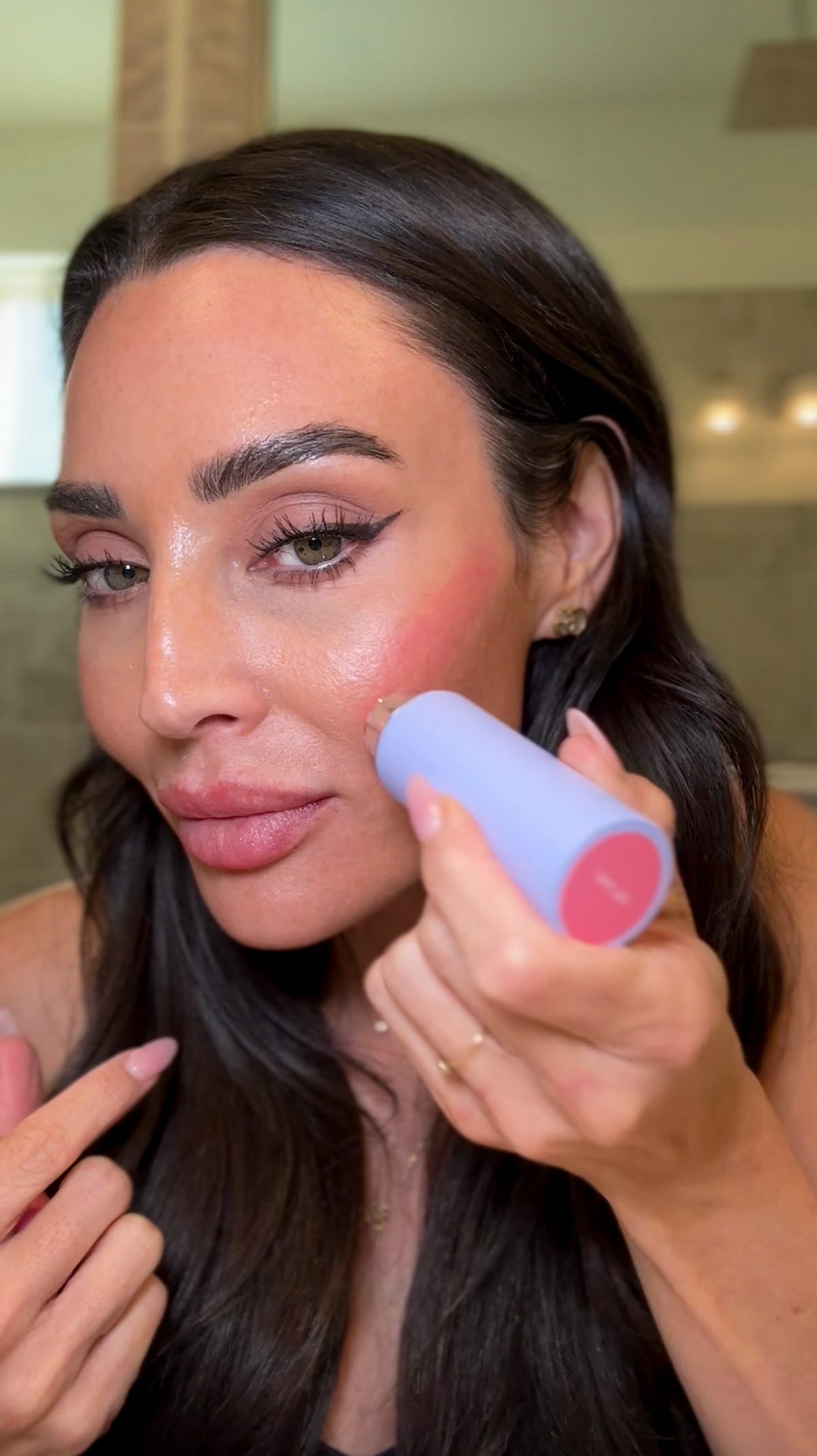 Instagram post by @carejohnston for NAKED SUNDAYS. Caption reads: I love SPF makeup and this blush just stole my....