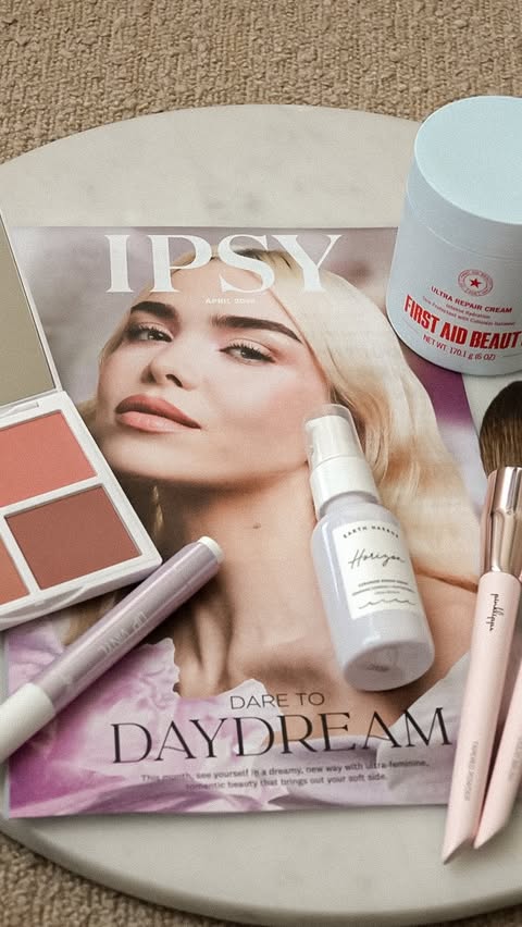 Instagram post by @kate_romanoff for First Aid Beauty. Caption reads: [...] CERAMIDE REPAIR SERUM 🩶 @firstaidbeauty....