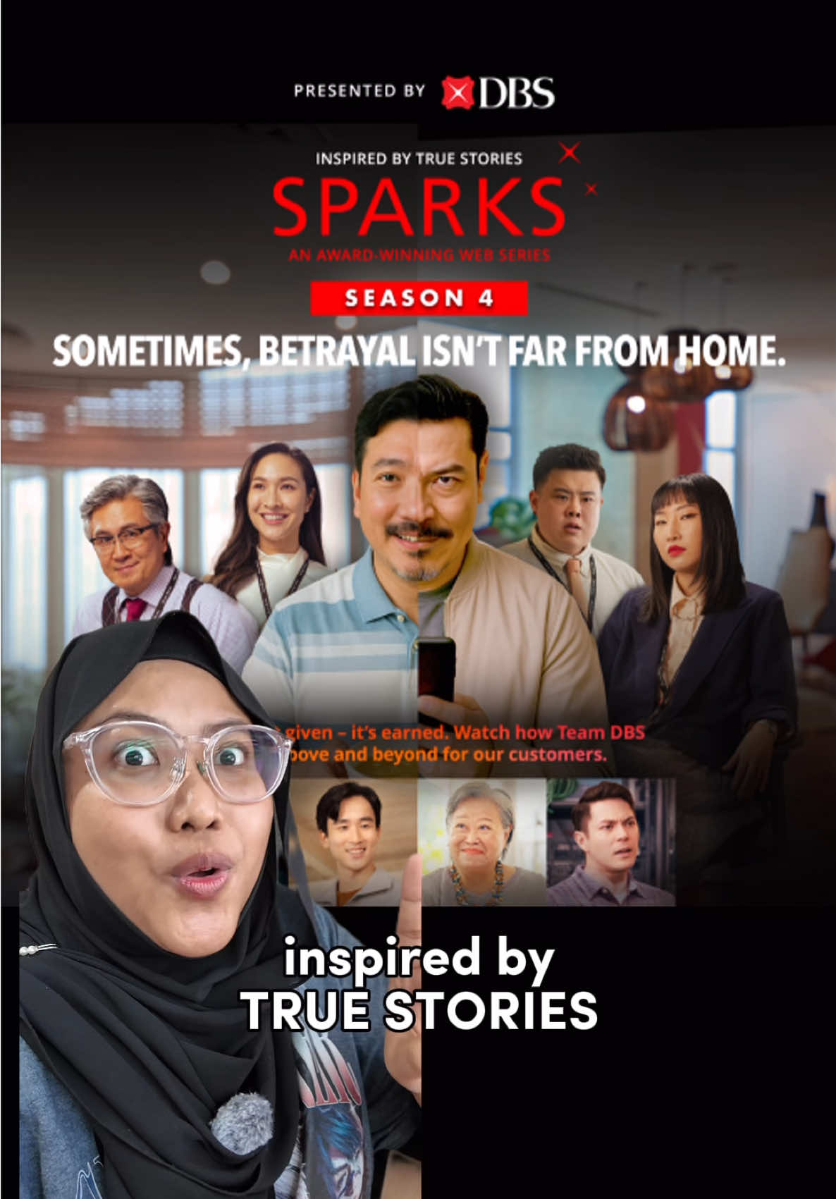 TikTok post by @syapls for DBS Bank. Caption reads: this is why i cannot appear on dramas, I will just....