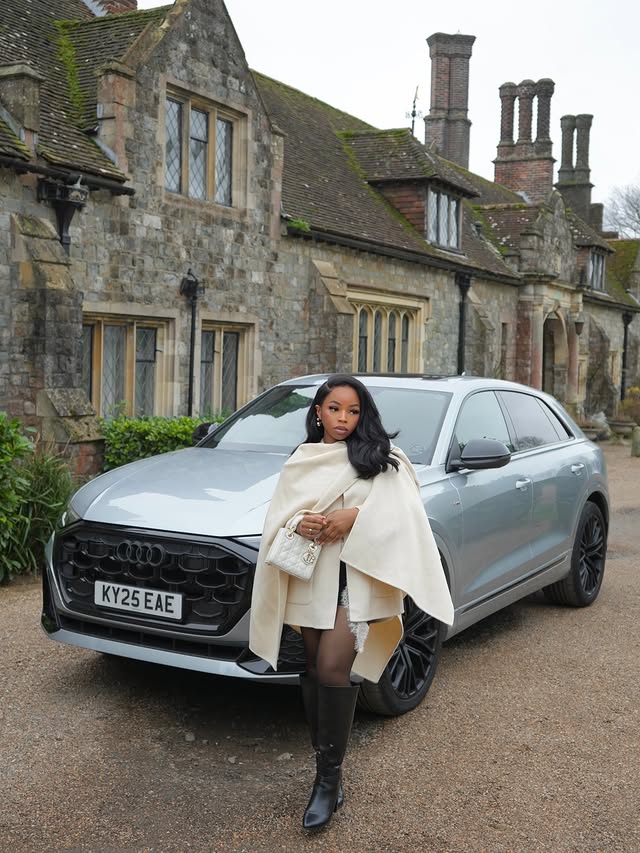 Instagram post by @iamemmanuela_ for Audi. Caption reads: [...] for a good outfit and a better drive. 🤍....