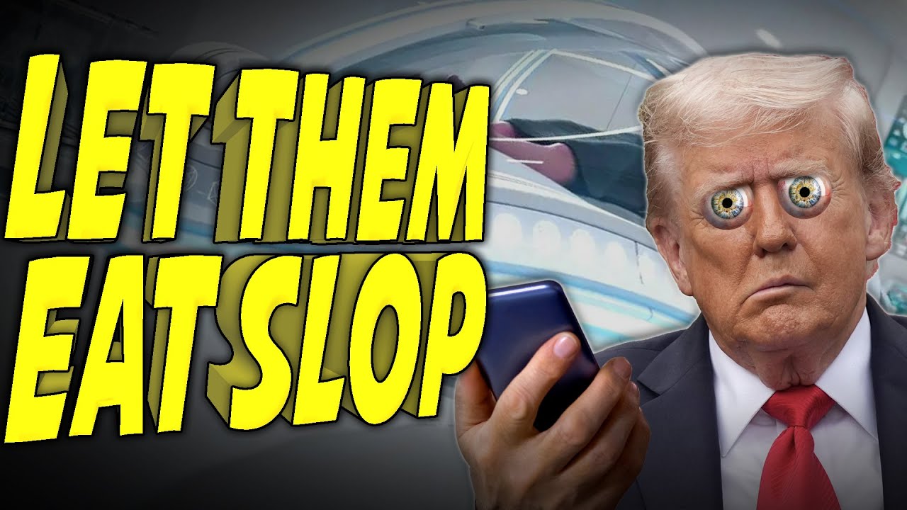 YouTube post by @InternetTodayTV for NBC News. Caption reads: Why is Trump is Rage-Posting A.I. Slop About....