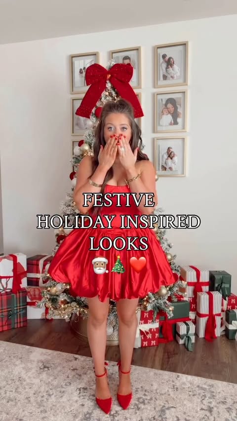 Instagram post by @landonhopestevens for Red Dress. Caption reads: FOUR festive holiday inspired looks that I’m....