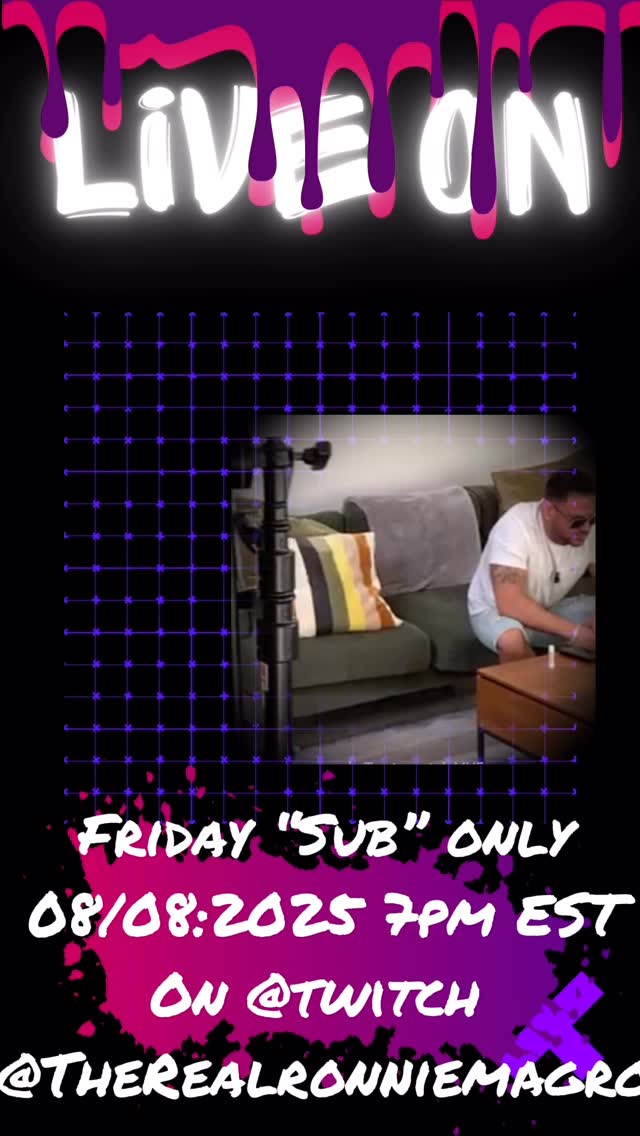 Instagram post by @realronniemagro for Twitch. Caption reads: Streaming live on @twitch #TheRealRonnieMagro.