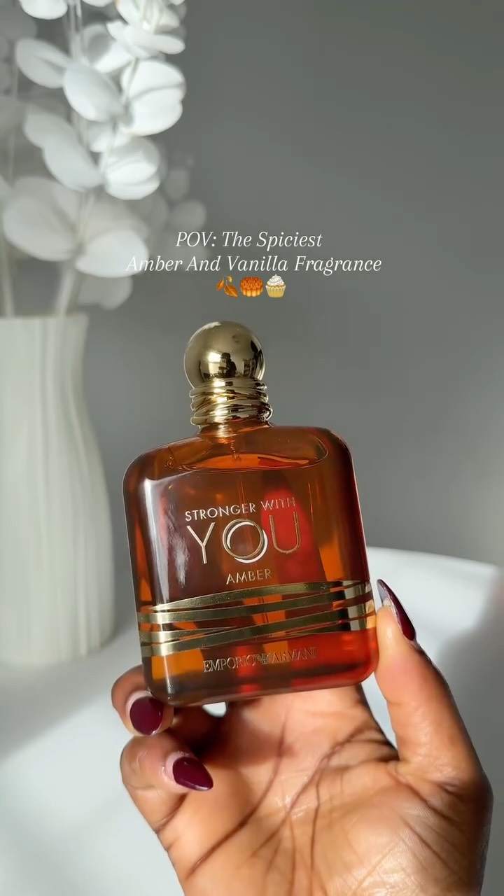 Instagram post by @amakasmellsgood for WPP. Caption reads: Stronger With You Amber by Armani❤️‍🔥

Vanilla....