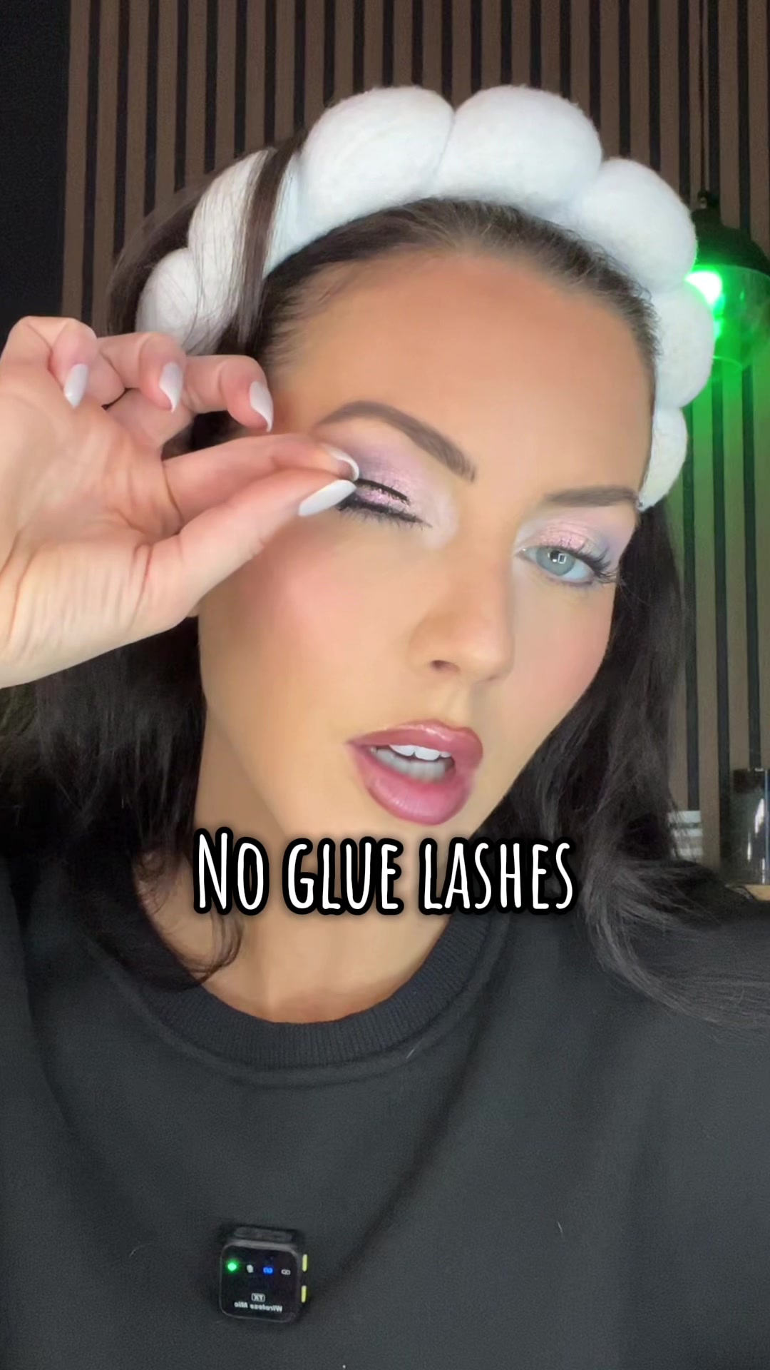 TikTok post by @borealis_beauty for Lilly Lashes. Caption reads: No glue lashes from @Lilly Lashes Lilly Lashes!....