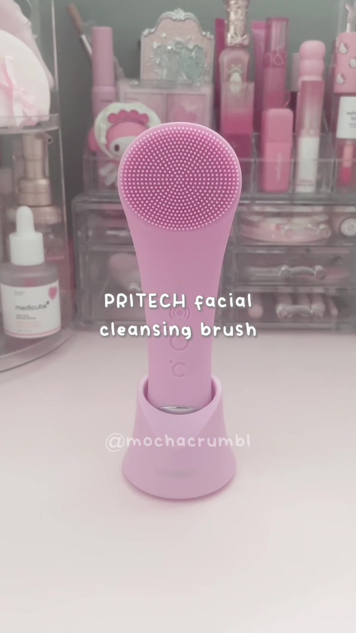 TikTok post by @mochacrumbl for Pritech US. Caption reads: this help clear up my face super fast! |....