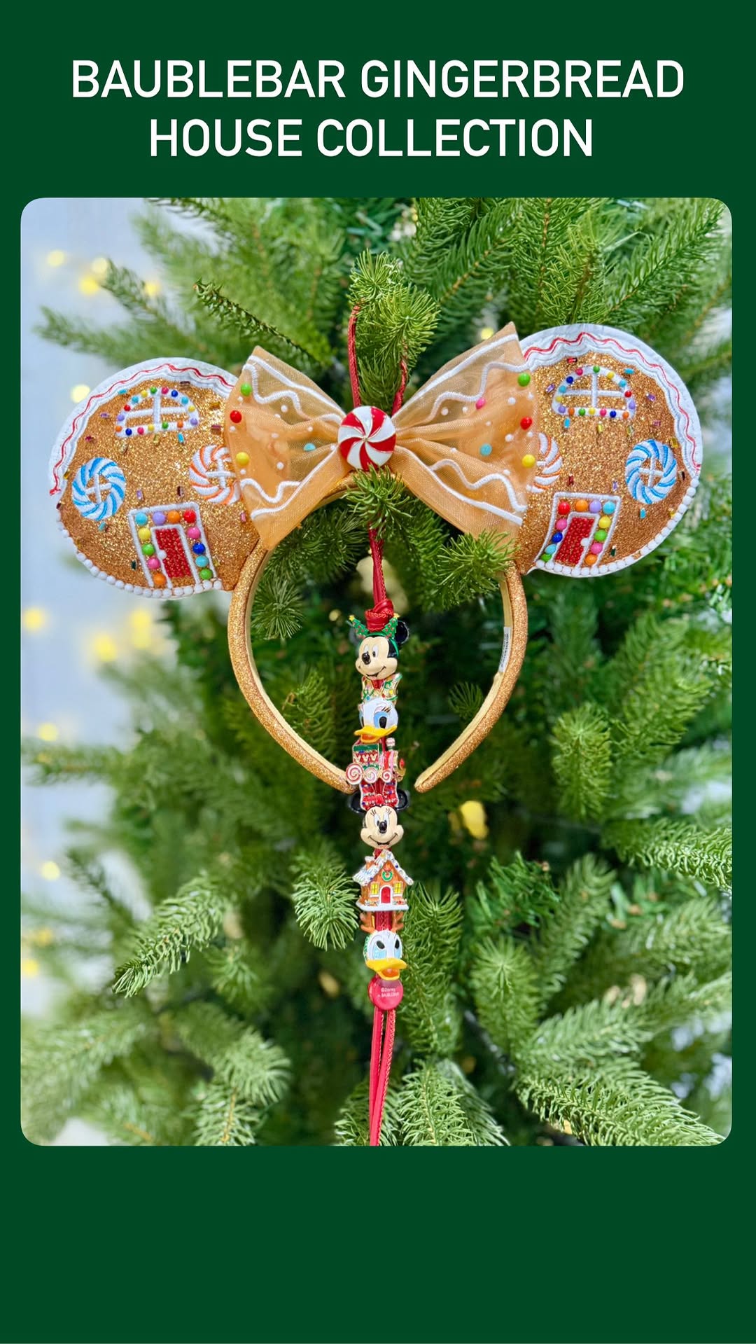 Instagram post by @magicfamilyadventures for BaubleBar. Caption reads: 🎄New Gingerbread Baublebar....