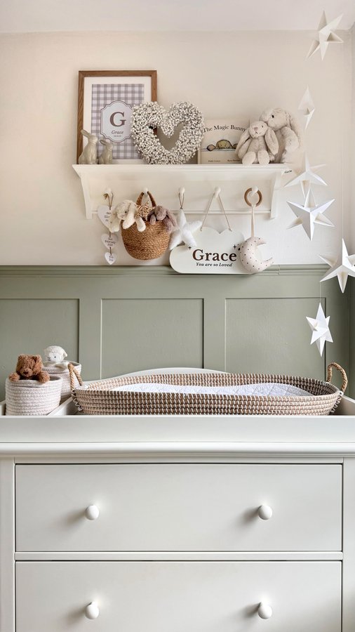 Instagram post by @morricehome for Mabel & Fox. Caption reads: Nursery shelfie ✨

AD | How gorgeous is Grace’s....