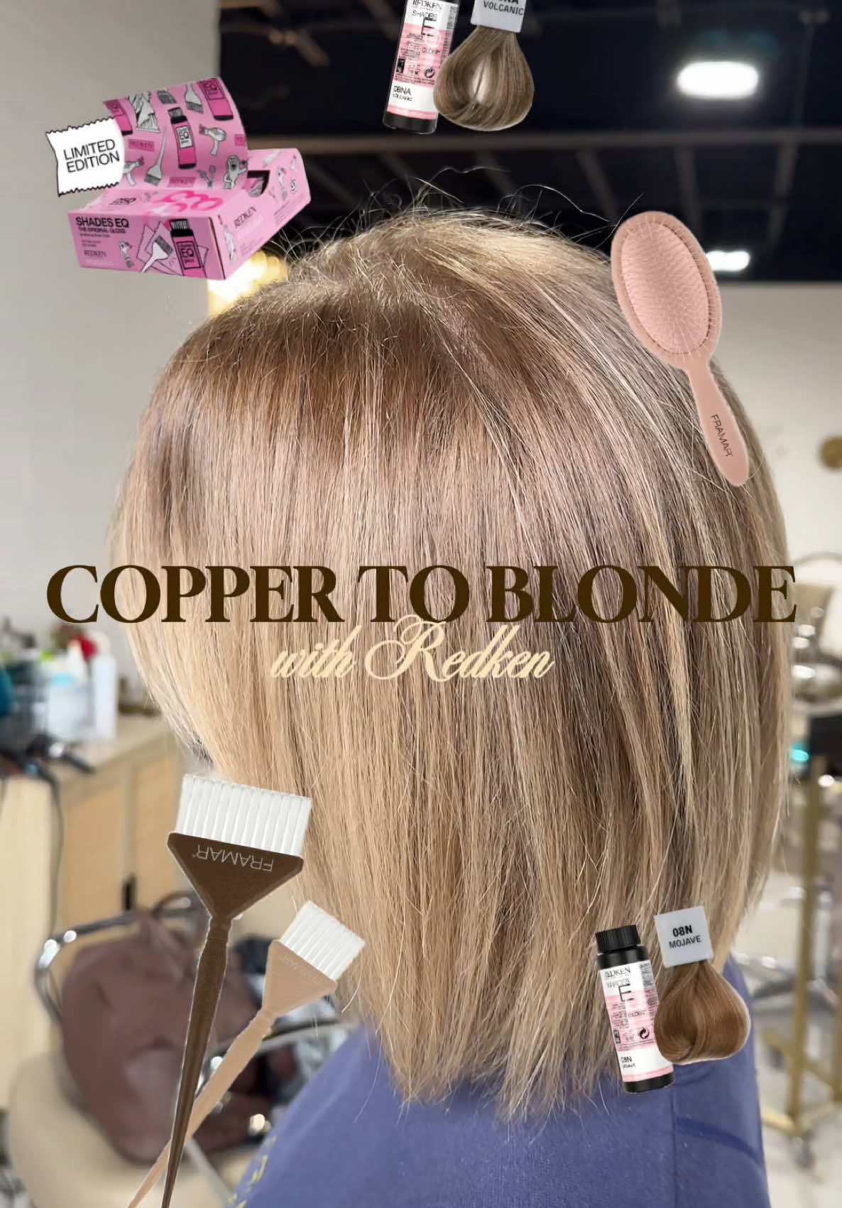 TikTok post by @kyndal_bret for Framar. Caption reads: [...] for the @Redken x @framar foils with a....
