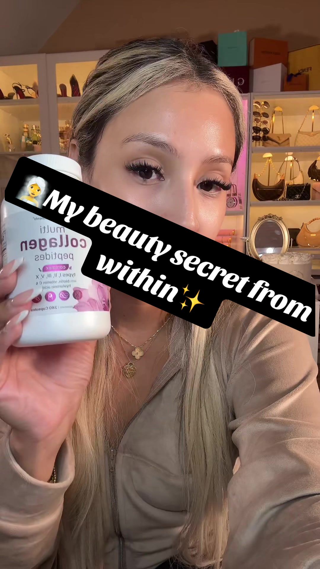 TikTok post by @giniglow for Micro Ingredients. Caption reads: 💗Beauty from within vibe ✨#microingredients....