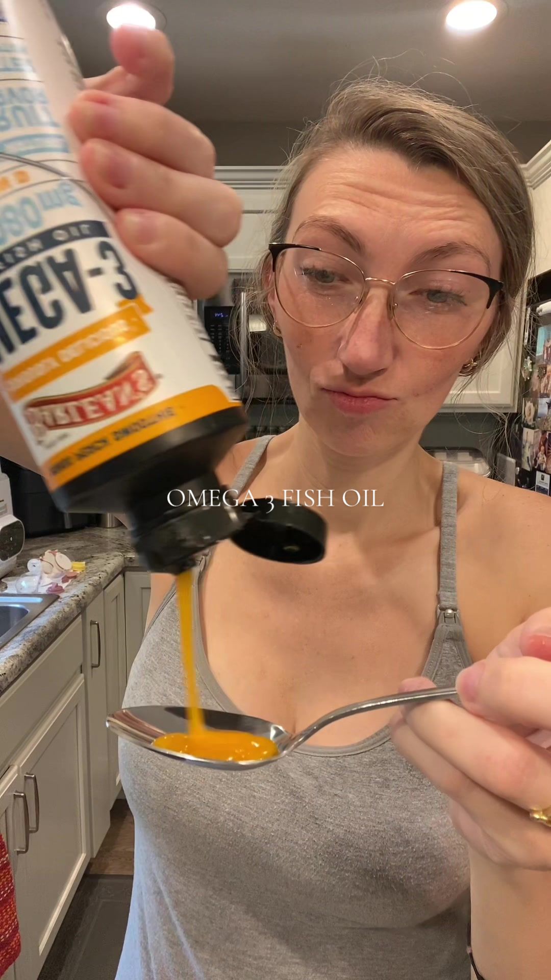 TikTok post by @kbrandt95 for Barlean's. Caption reads: [...] for summer break 🤣 #omega3 #fishoil....