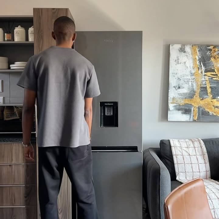 Instagram post by @katlegopilane_ for Handy Andy South Africa. Caption reads: Before I even think about restocking the fridge,....
