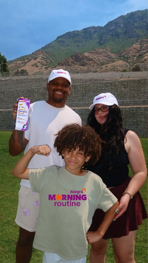 Instagram post by @myleyj for Allegra OTC. Caption reads: #AllegraPartner Our summer morning routine ☀️....