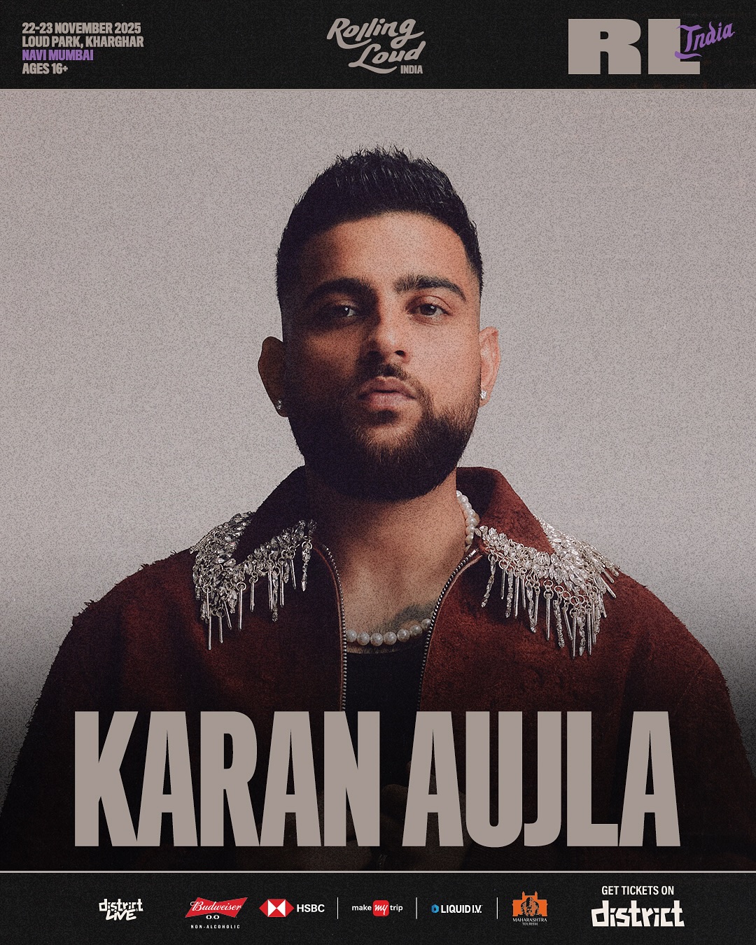 Instagram post by @karanaujla for Rolling Loud. Caption reads: FIRST TIME EVER AT @rollingloud

@karanaujla....