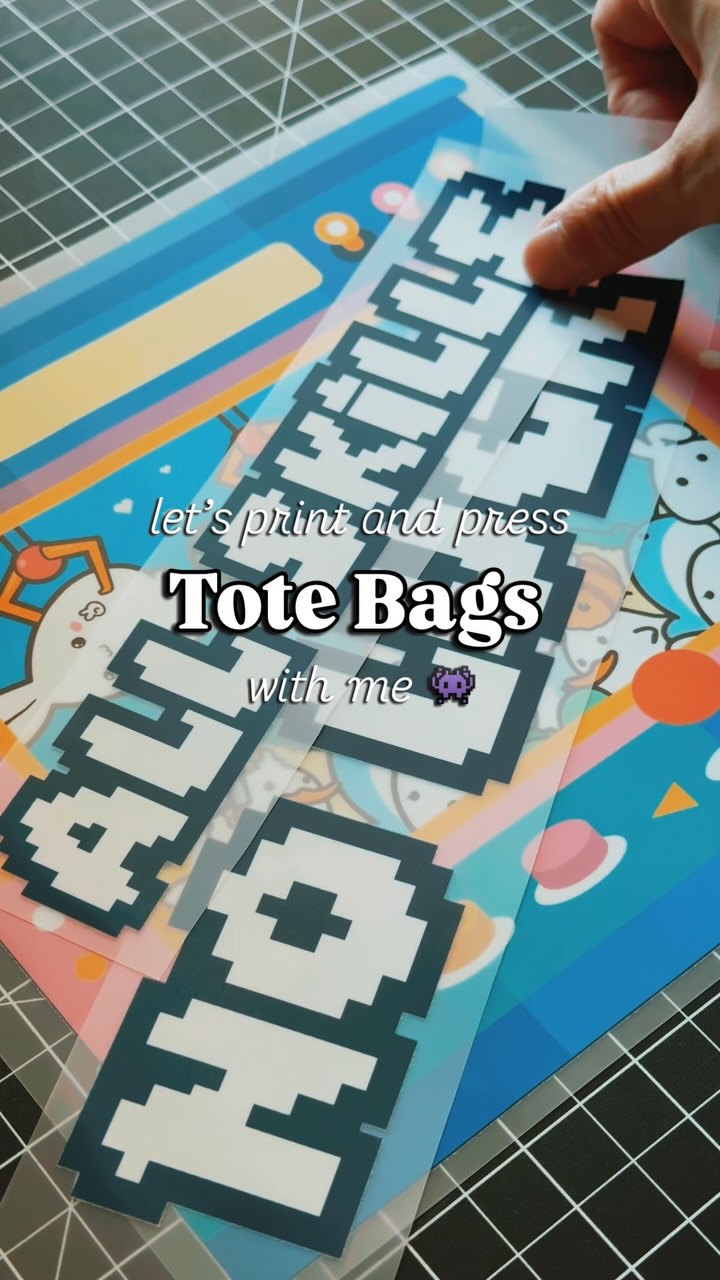 Instagram post by @sumlilthings for HTVRONT. Caption reads: let’s print & press some tote bags ☺️

someone....