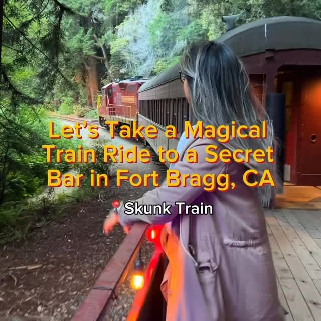 Instagram post by @roinwanderlust for Visit California. Caption reads: Share this epic train ride and let’s go! 🚂🌲

Hop....