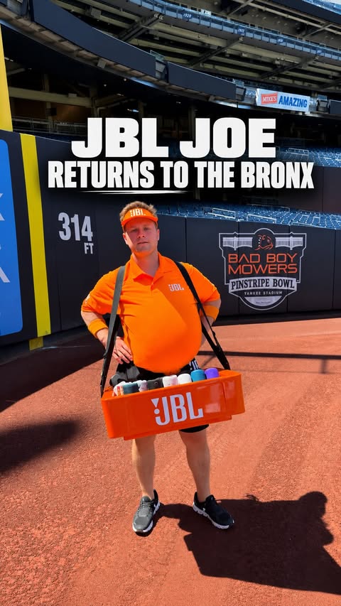 Instagram post by @nicky.cass for JBL. Caption reads: Don’t worry, folks. JBL Joe and the @Yankees got....
