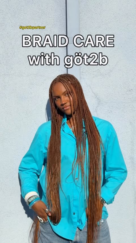 Instagram post by @carlitalandrum for got2b. Caption reads: #got2bpartner A fresh set of braids is never [...].