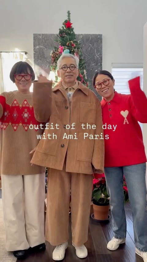 Instagram post by @akiandkoichi for AMI Paris. Caption reads: Happy December 1! It’s officially @amiparis....