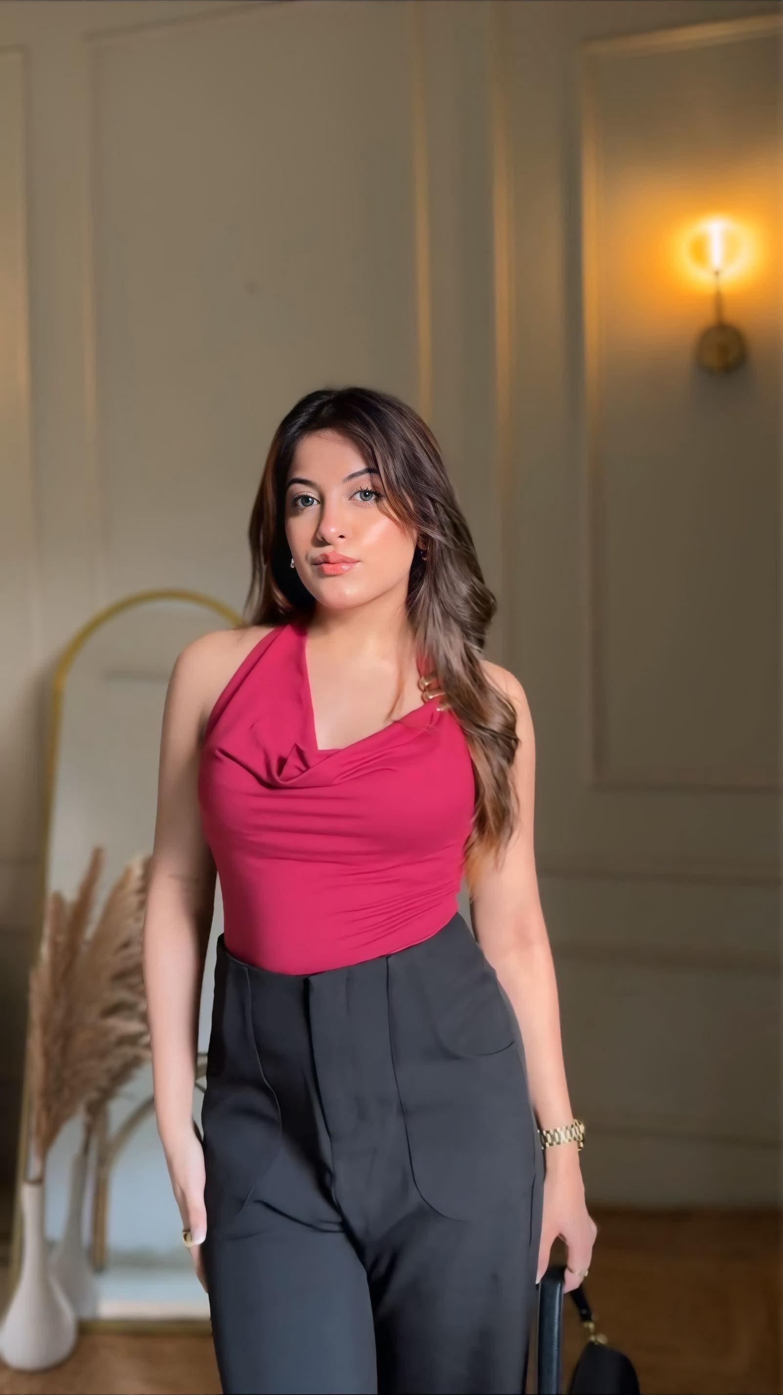 Instagram post by @prachii_arora for NEWME. Caption reads: Colour of the szn 💋🍷

Wearing @newme.asia
Top:....