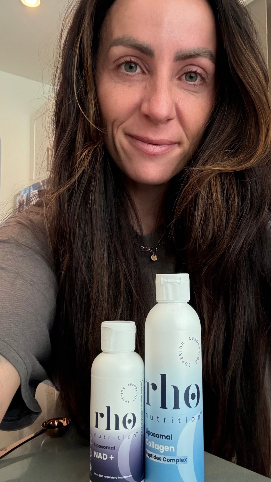 Instagram post by @kelsie_sheren for Rho Nutrition. Caption reads: NAD+ is essential, but not all delivery methods....